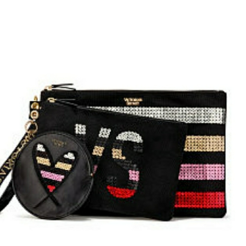 Victorias Secret 3 piece bling wristlet clutch set